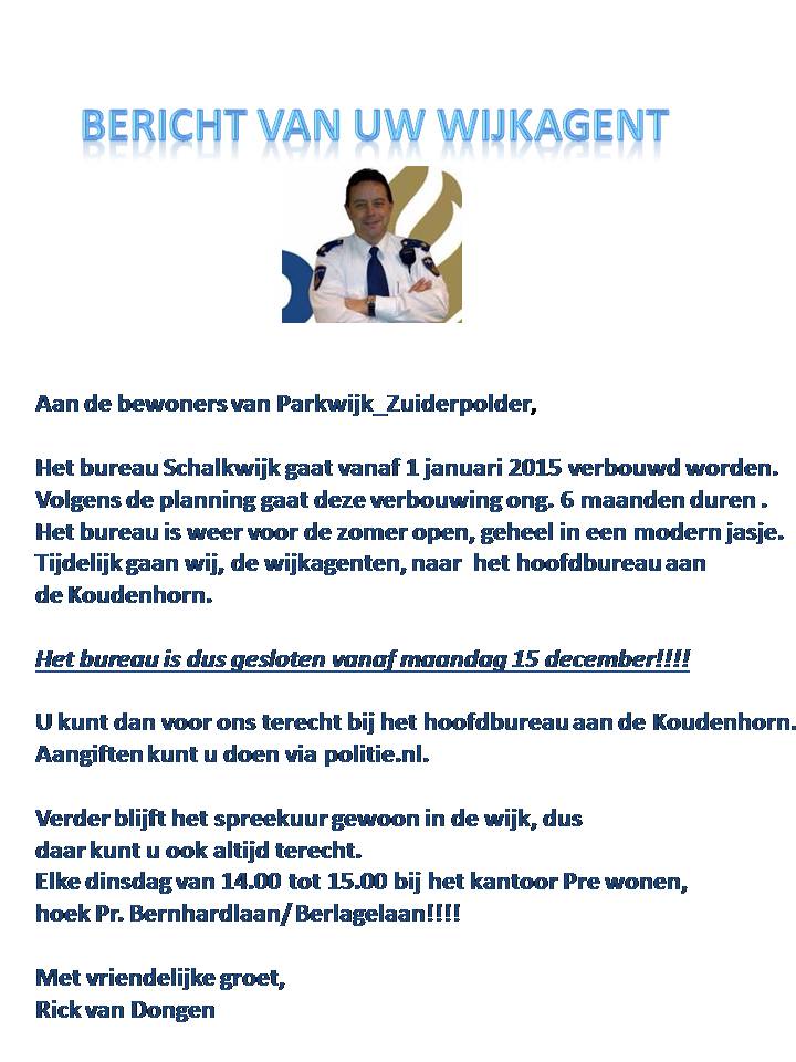 Bericht van de wijkagent.