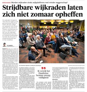 Haarlemse wijkraden op de schopstoel