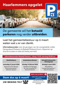 Referendum Betaald en Gereguleerd Parkeren in heel Haarlem op woensdag 6 maart 2024