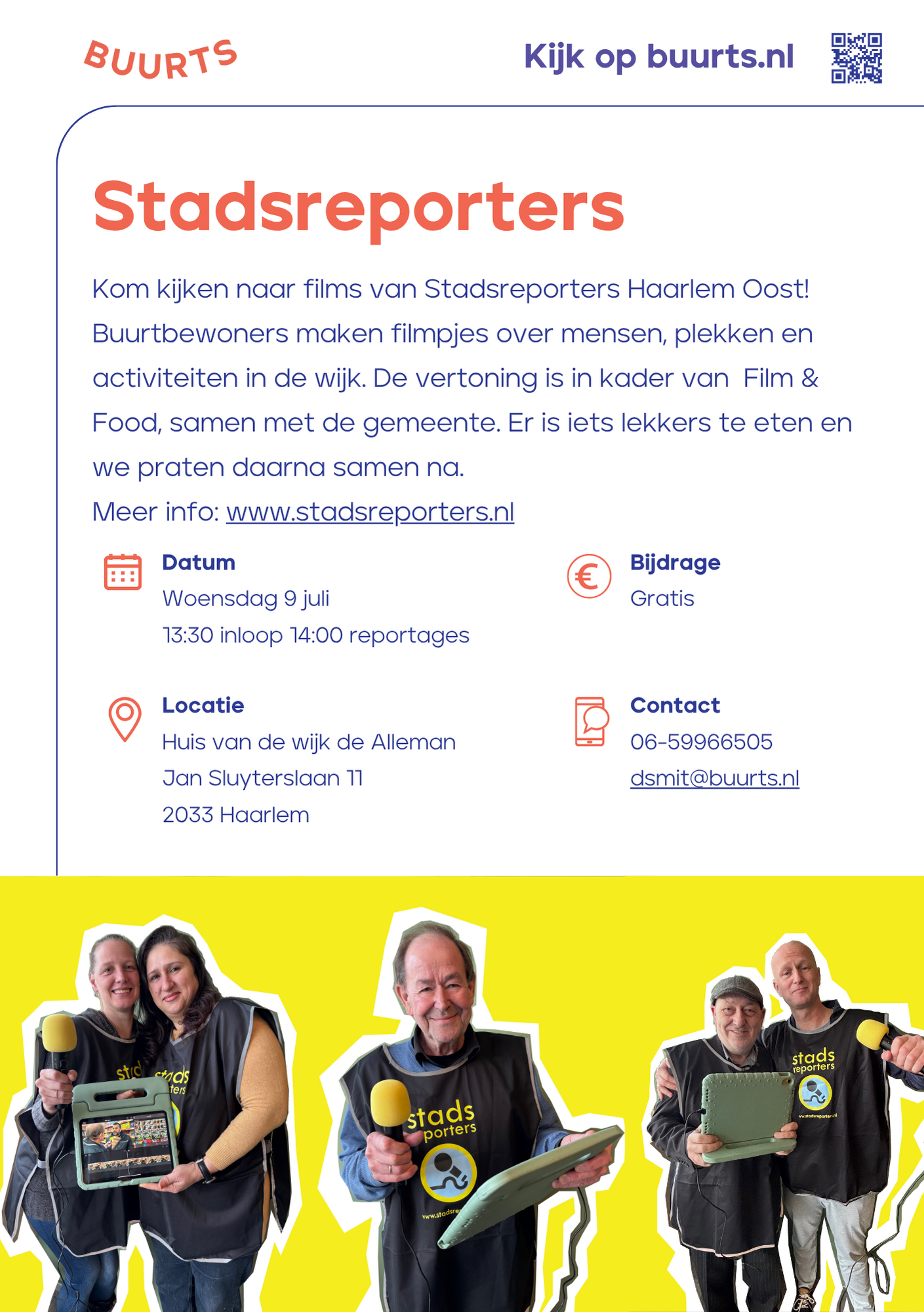 Stadsreporters bij Buurts in De  Alleman, woensdag 9 juli om 14 uur (inloop vanaf 13:30 uur)