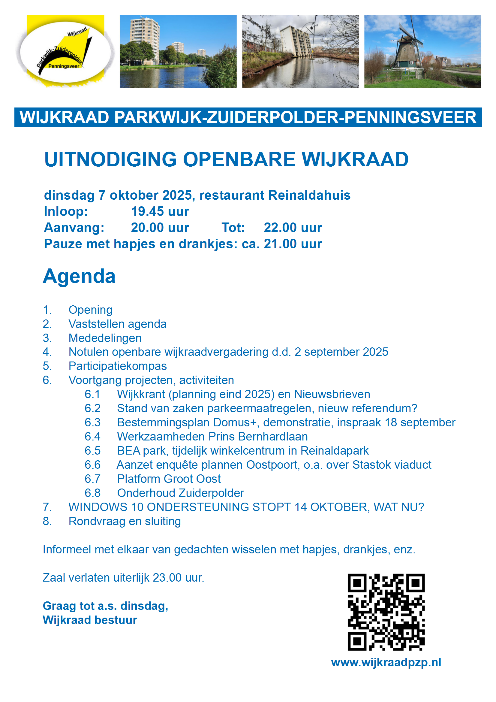 UITNODIGING OPENBARE WIJKRAADVERGADERING, dinsdagavond 7 oktober 2025